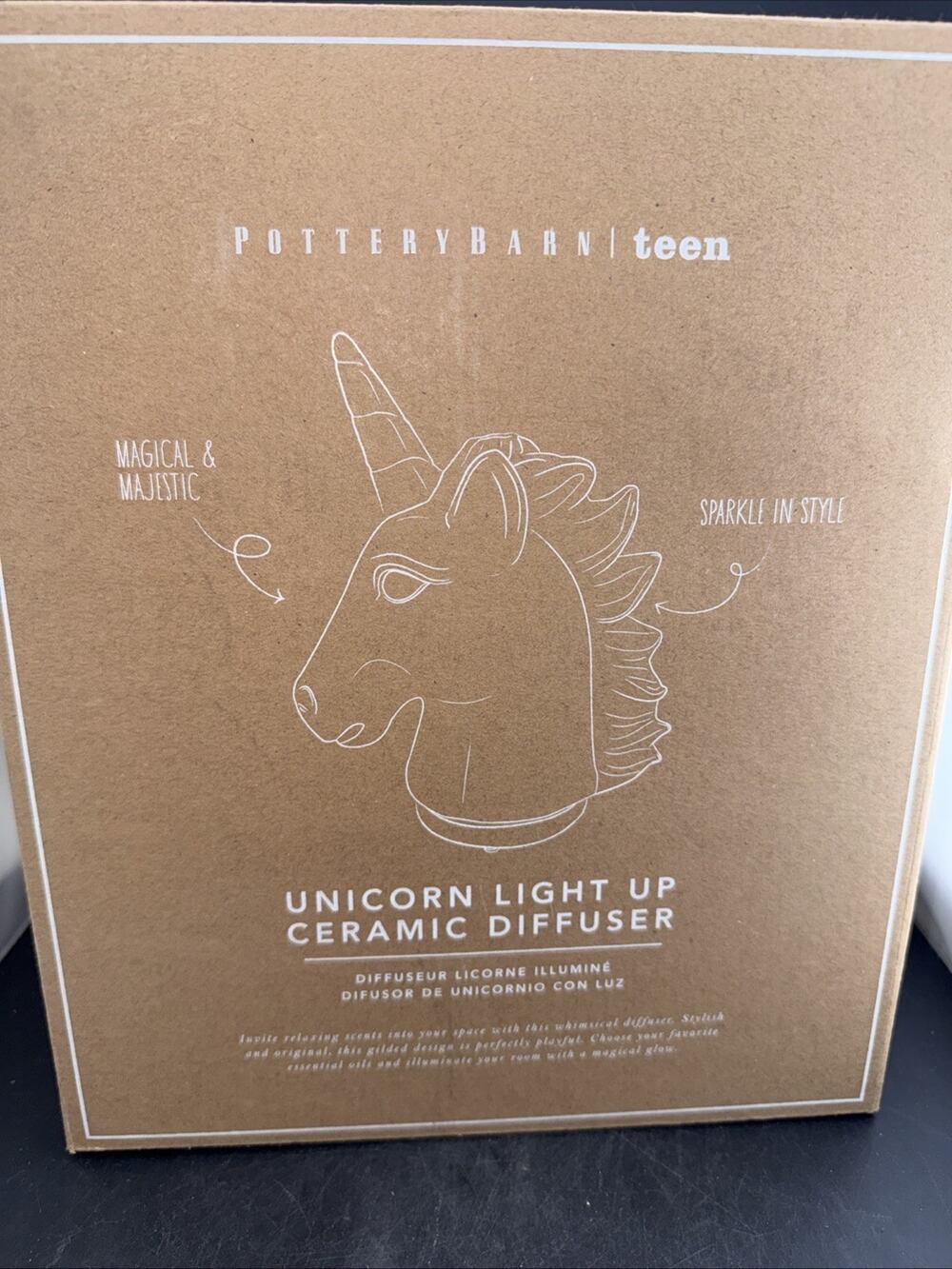 Pottery Barn Teen Unicorn Light Up Ceramic Diffuser Essential Oil New Box